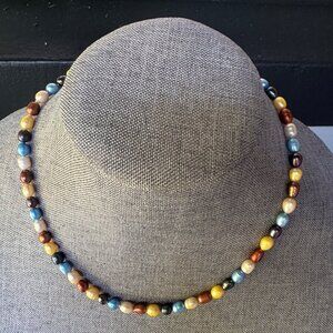 Unbranded Pearl Necklace Unisex 18” Sterling Silver Clasp Dyed Multicolor